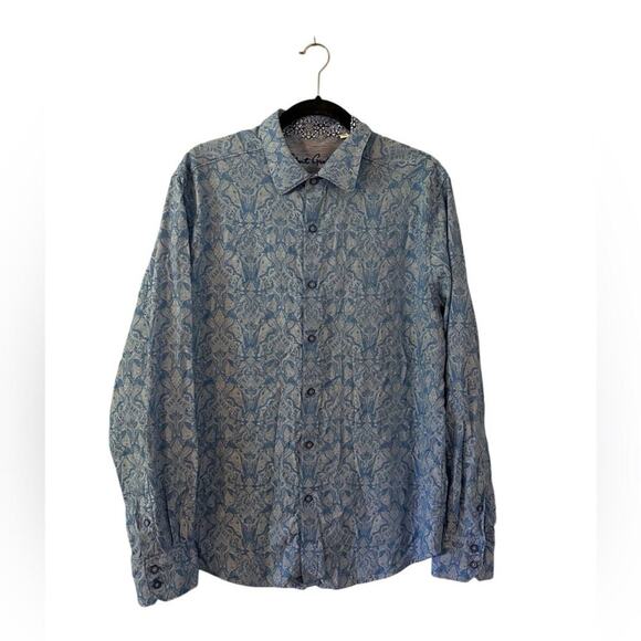 Robert Graham Highland Long Sleeve Button Down Point Collar Damask Jacquard - Picture 1 of 7